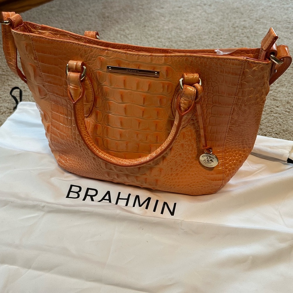 Brahmin medium  Asher shoulder bag in orange sherbet color